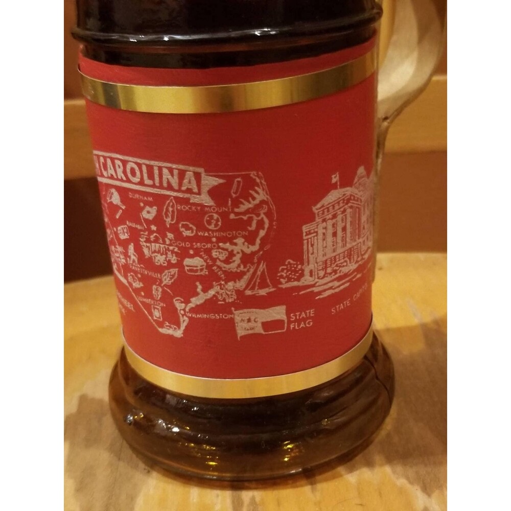 Vintage 1970s NANCO North Carolina Souvenir Wood & Glass Mug 5"H 3" Diameter - Picture 1 of 6